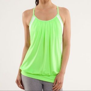 Lime green Lululemon tank.